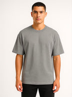 Cotton Terry Boldstack Oversize Tee - Milange Grey
