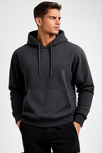Cotton Brushed Fleece Essential Hoodie - Dark Grey