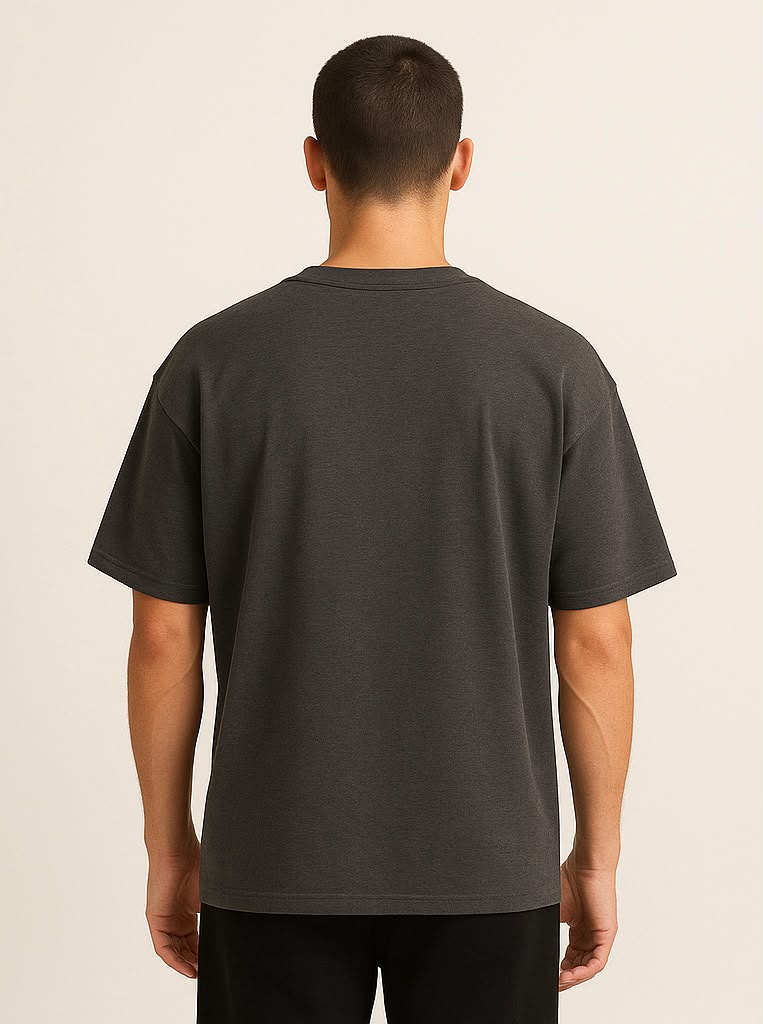 Cotton Terry Boldstack Oversize Tee - Dark Grey