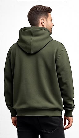 Cotton Brushed Fleece Essential Hoodie - Olive
