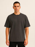 Cotton Terry Boldstack Oversize Tee - Dark Grey