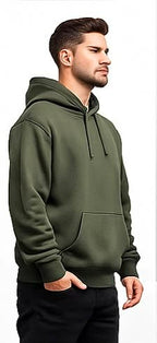 Cotton Brushed Fleece Essential Hoodie - Olive