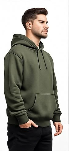 Cotton Brushed Fleece Essential Hoodie - Olive