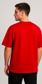 Cotton Terry Boldstack Oversize Tee - Red