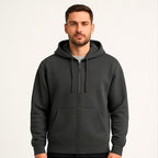 Cotton Terry Prime Zipper Hoodie - Dark Grey