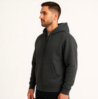Cotton Terry Prime Zipper Hoodie - Dark Grey