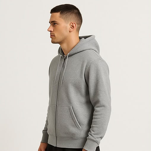 Cotton Terry Prime Zipper Hoodie - Milange Grey