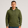 Cotton Terry Prime Zipper Hoodie - Olive