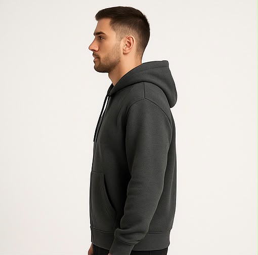 Cotton Terry Prime Zipper Hoodie - Dark Grey