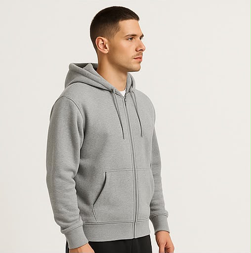 Cotton Terry Prime Zipper Hoodie - Milange Grey