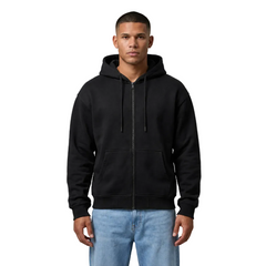 Cotton Terry Prime Zipper Hoodie - Black
