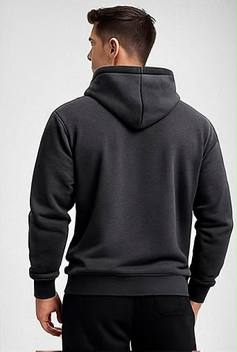 Cotton Brushed Fleece Essential Hoodie - Dark Grey