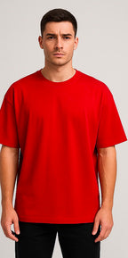 Cotton Terry Boldstack Oversize Tee - Red