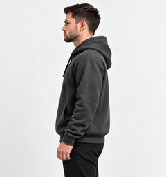 Cotton Brushed Fleece Essential Hoodie - Dark Grey