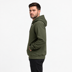 Cotton Brushed Fleece Essential Hoodie - Olive
