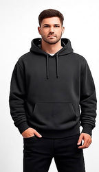 Cotton Brushed Fleece Essential Hoodie - Dark Grey
