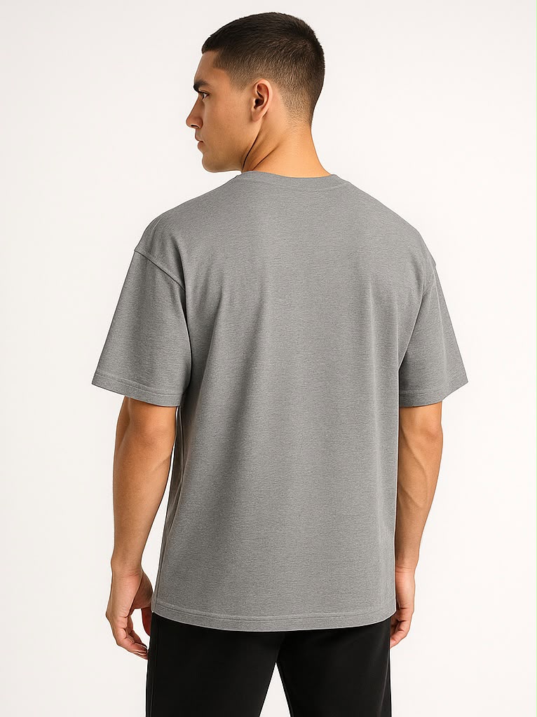 Cotton Terry Boldstack Oversize Tee - Milange Grey