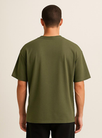 Cotton Terry Boldstack Oversize Tee - Olive