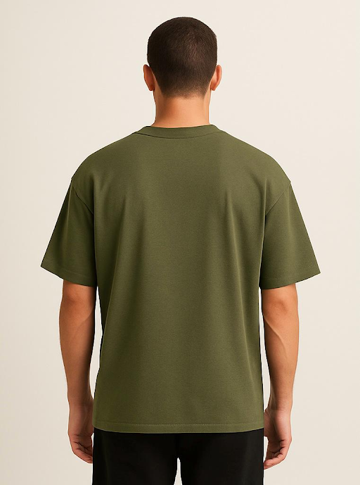Cotton Terry Boldstack Oversize Tee - Olive